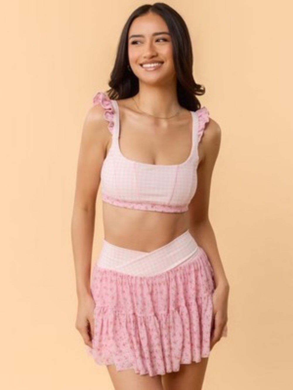 Ruffled Pink Gingham Bralette